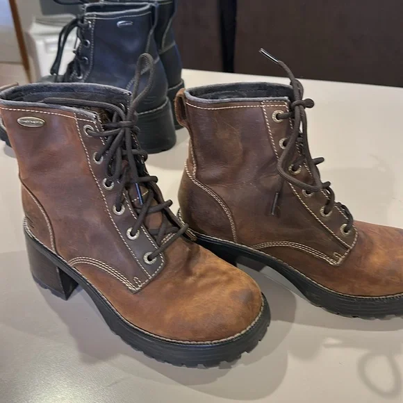 Women's Sketcher’s Black and Brown Lace-Up Ankle Boots - Picture 8 of 10